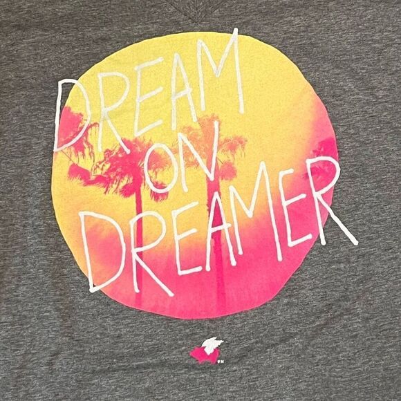 Glamour Kills Women Top Tee Short Sleeve Graphic Print Dream on Dreamer Gray XL - Picture 2 of 6